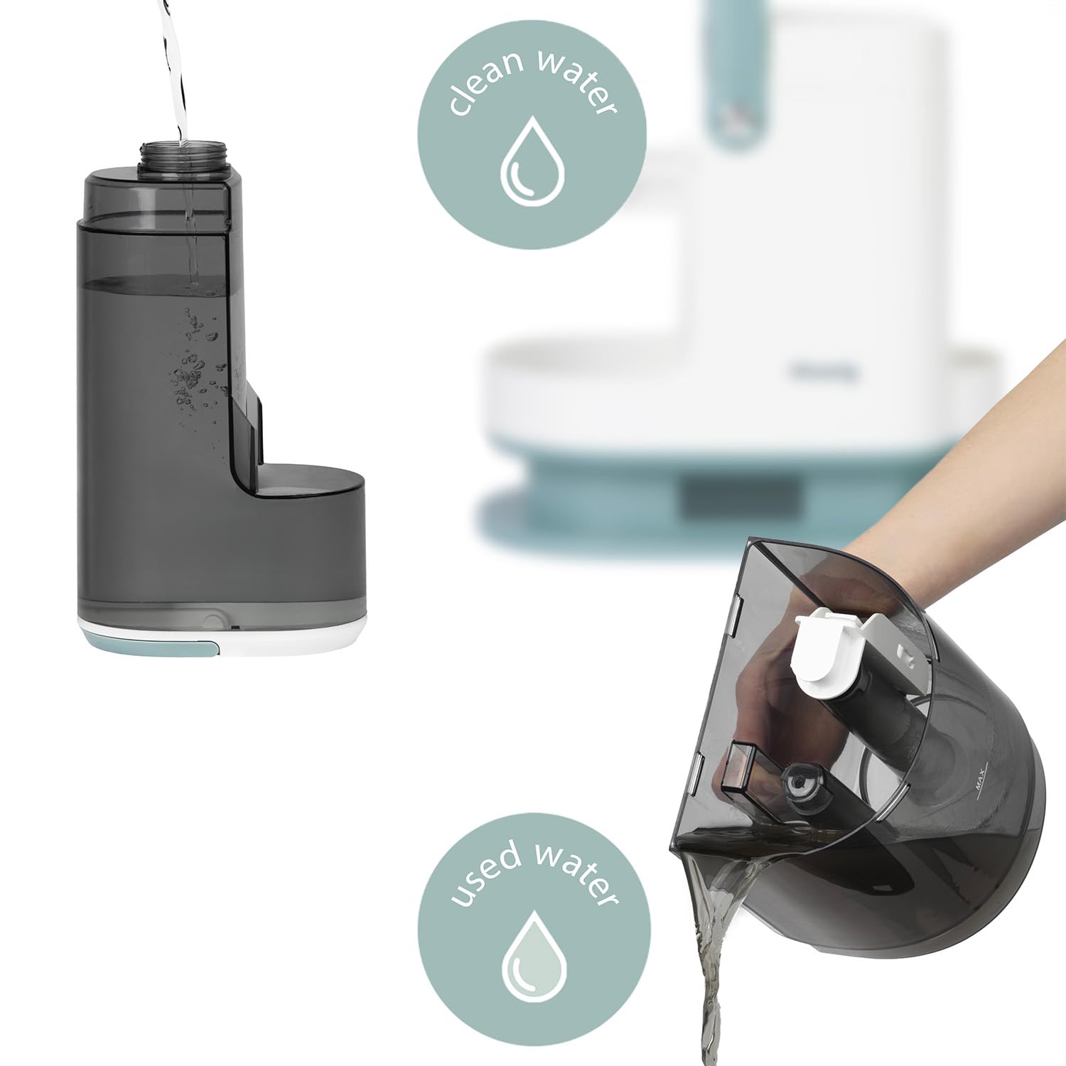 H.Koenig TWT99 Pulitore ad acqua calda e a vapore per tessuti, 1700 W, doppio serbatoio da 1600 ml e 1250 ml, smacchiatore, divano, tappeti, auto, moquette, imbottitura, accessorio per vetri, compatto