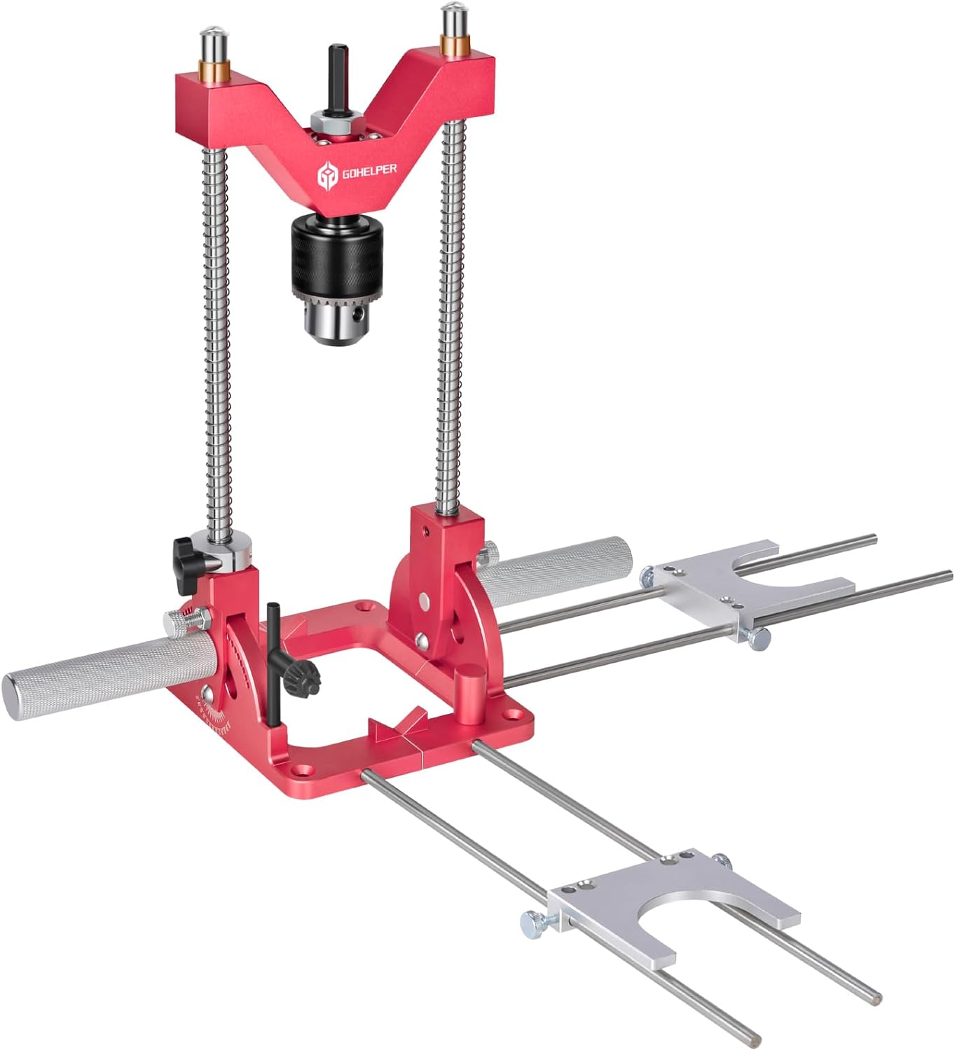 Portable Drill Guide for Straight Holes, Heavy-Duty 0° to 60° Angle Drilling Guide, Drill Press Adapter for Hand Drill, Precision Adjustable Drill Jig Attachment with 1/2" Chuck