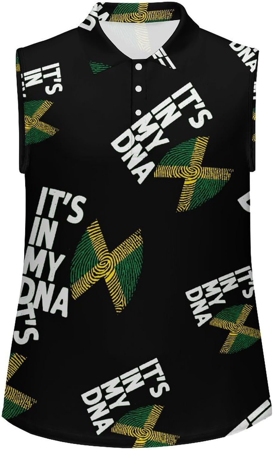 It's in My DNA Jamaica Flag Womens Golf Shirts Sleeveless Polo Shirts Collared Tank Tops