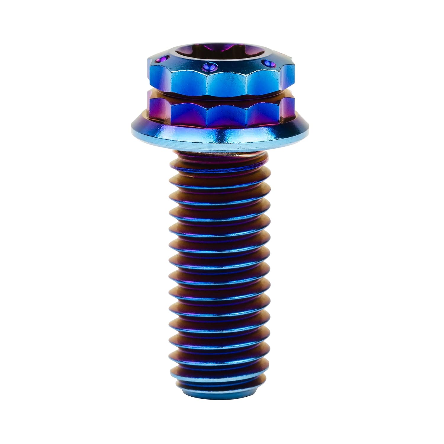 Titanium Flange 12 Point Head M8 x15 20 25 30 35 40 45 50 55 60 65mm Screw Bolt Pack of 4 (M8x20mm, Burning Blue)
