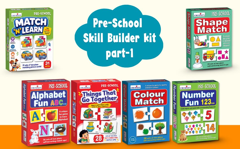 Image of Creative's Kids Pre-School Learning Kit,6-in-1 Pre-School Pack Ages 3-5,Alphabet,Numbers,Shapes & Colours,Puzzles & Card Games,Games for Cognitive Development,Homeschool & Special Needs Learning