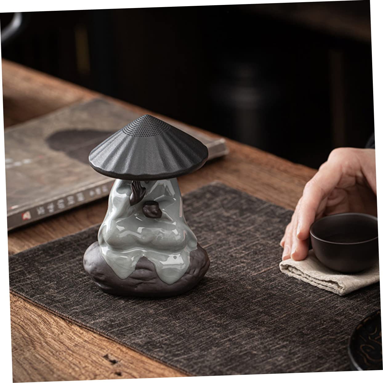 Infusor de Té de Cerámica Negro, 1 Juego, Estatua Buda