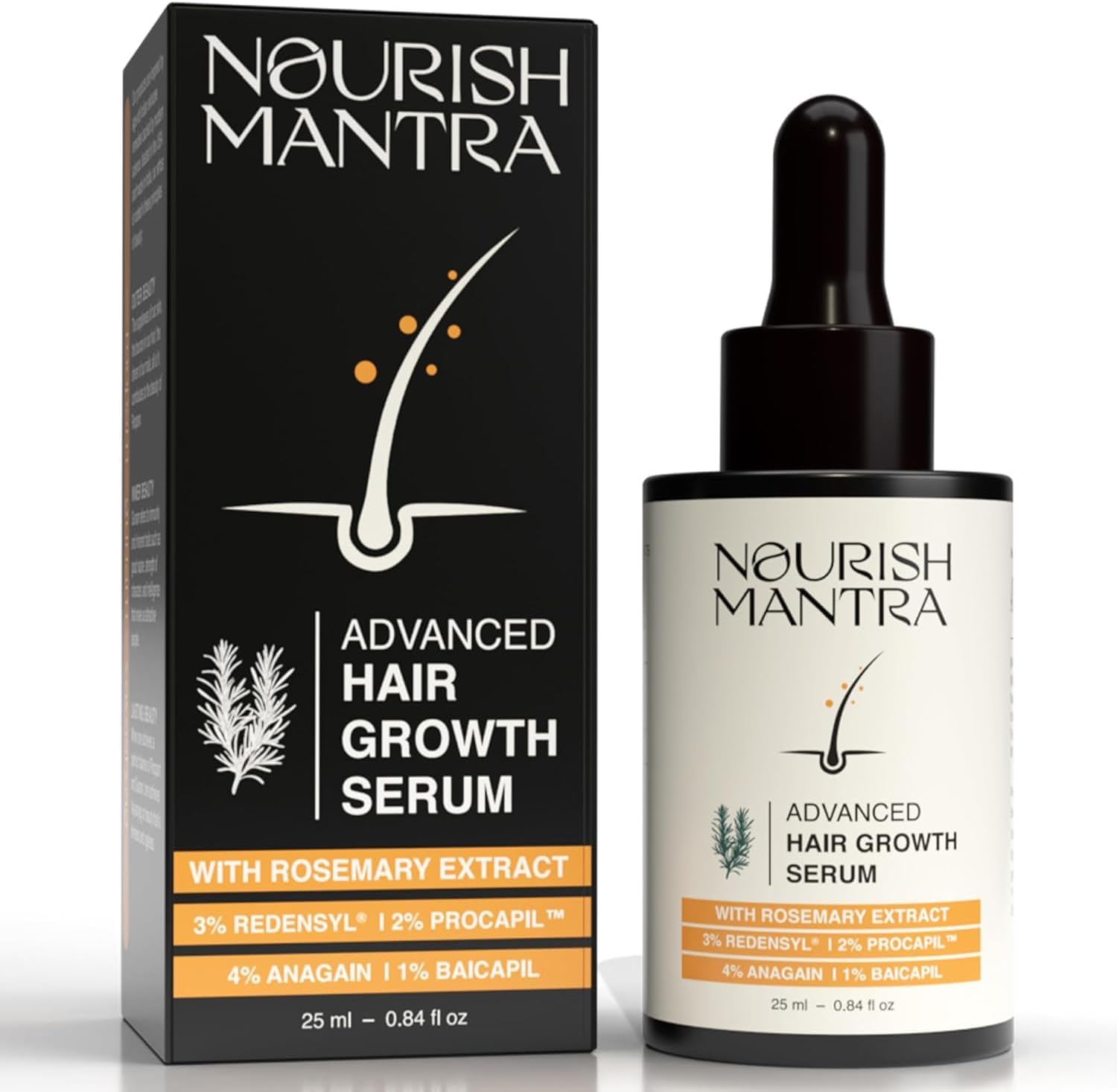 Nourish Mantra Advanced Hair Growth Serum With Rosemary Oil| To Increase Hair Growth, Reduce Hair Fall, Improve Hair Density | Enriched with Rosemary & Redensyl | For Men & Women | 25ml