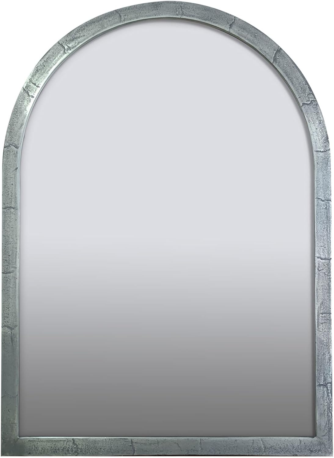 East at Main Indigo Road by Egypt Sherrod Handcrafted Arched Wall Mirror, 31" Tall, Metal Frame with Antiqued Grey Finish, Statement Mirror for Entryway, Vanity, or Bedroom (Grey)