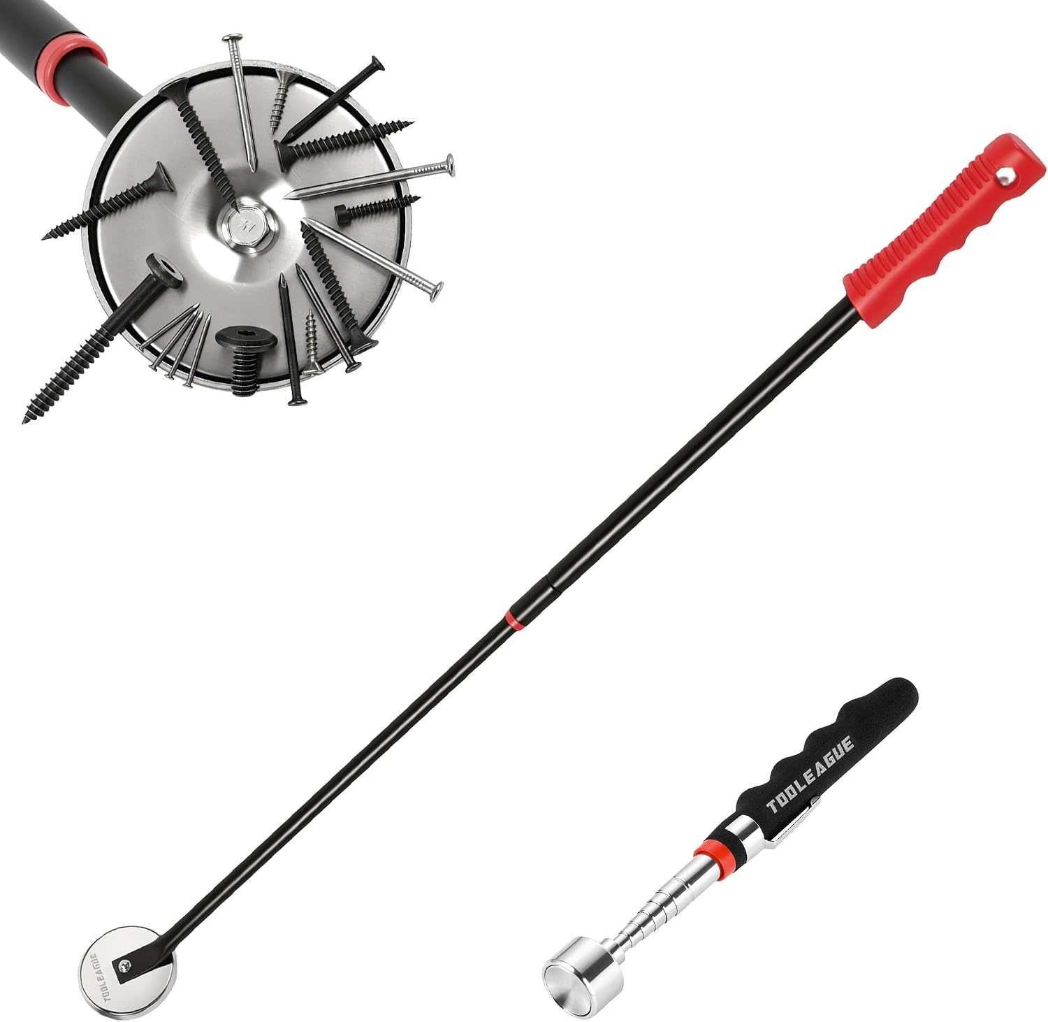 TOOLEAGUE 2Pcs Telescoping Magnetic Pickup Tool,50LB & 25LB Magnet on Stick