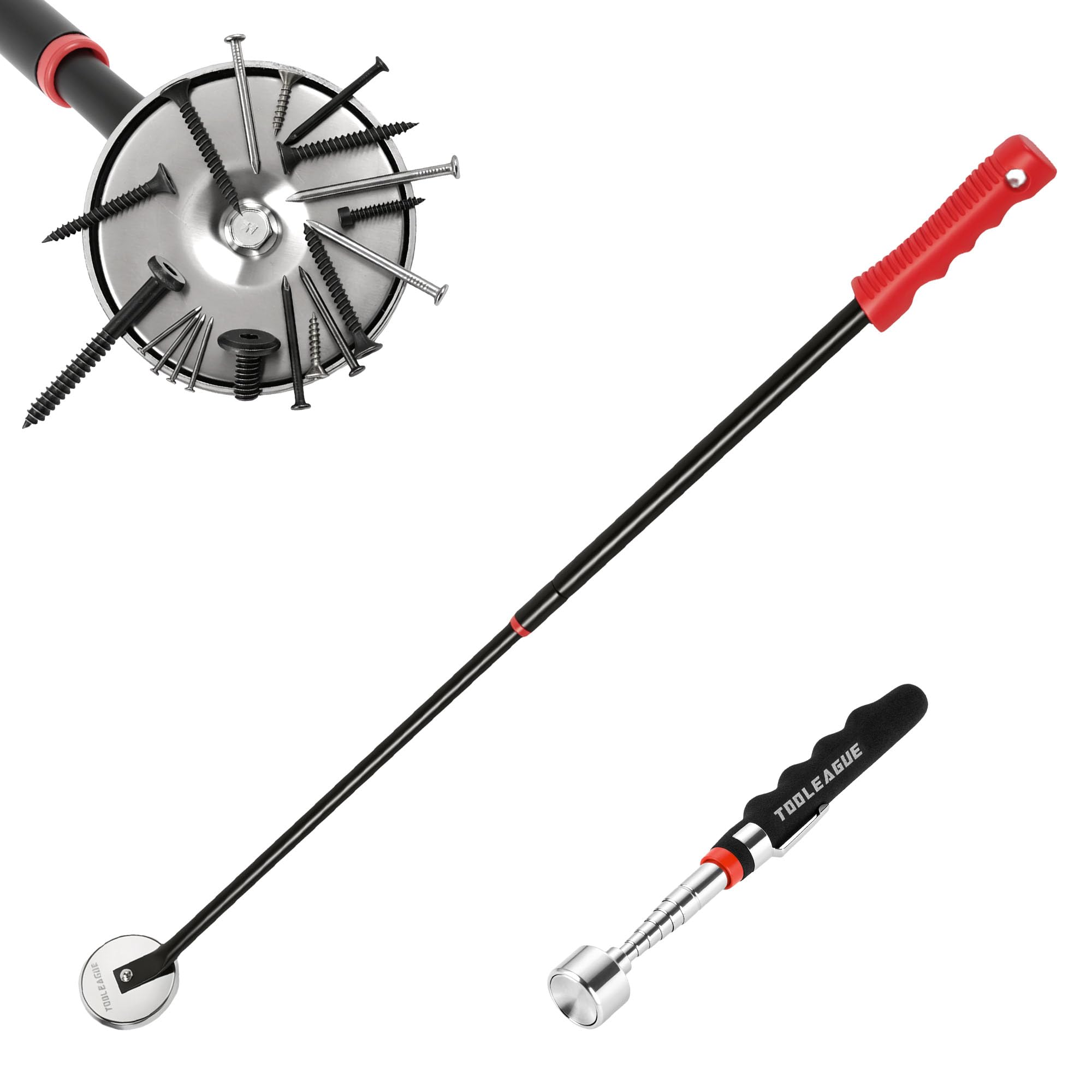 TOOLEAGUE 2Pcs Telescoping Magnetic Pickup Tool,50LB &amp; 25LB Magnet on Stick