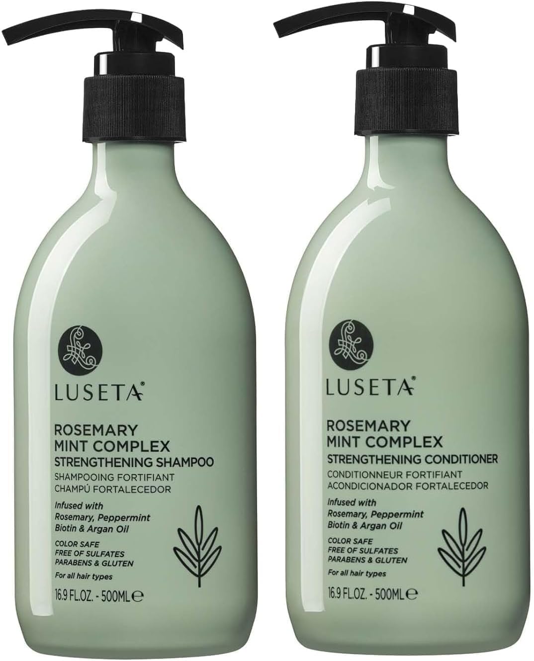 Rosemary Mint Strengthening Shampoo and Conditioner Provide Nourishment & Smoothness for Thin Hair,Reduce Frizz and Add Shine for All Hair Types 16.9oz×2