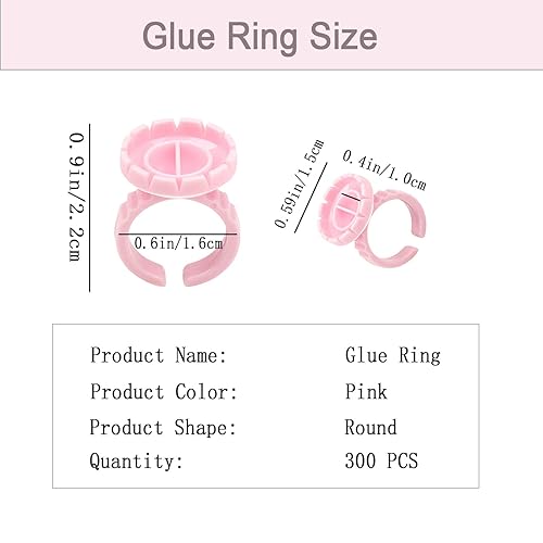 Miniatura 2 de 300 anillos de pegamento para pestañas, anillos de pegamento inteligentes para extensiones de pestañas, anillos desechables para suministros de