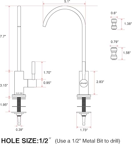 Miniatura 4 de Frizzlife Grifo de filtro de agua RO el grifo de agua potable se adapta a la mayoría de sistemas de ósmosis inversa y sistema de filtración de agua