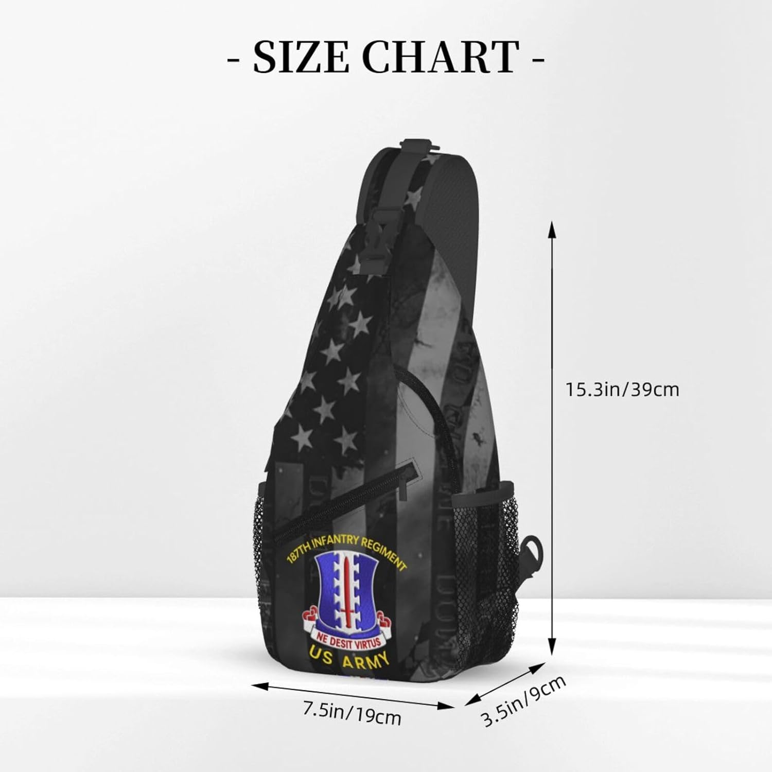 Army 187th Infantry Regiment Veteran Men'S Casual Crossbody Bag - Multi-Pocket Polyester Chest Bag