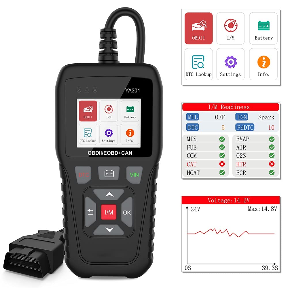 Amazon.com: YA301 Obd2 Scanner Code Reader Battery Tester Engine