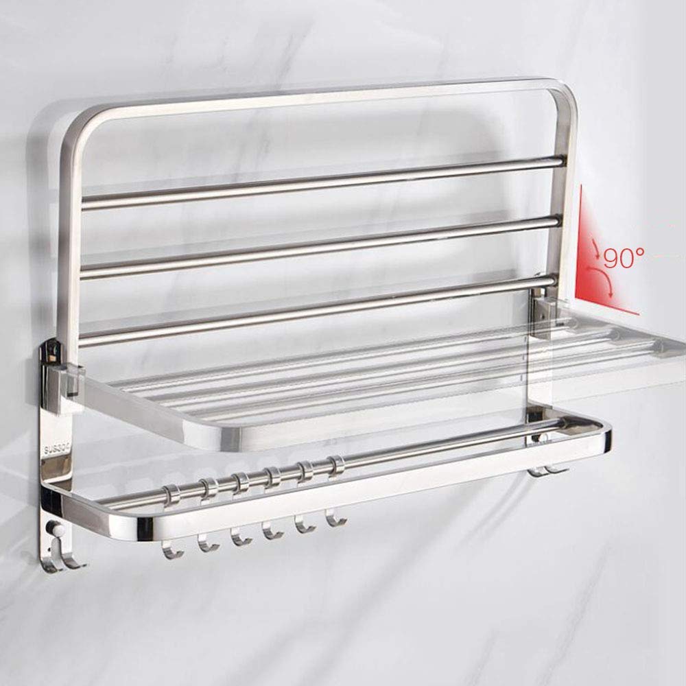 Toallero para Baño Acero Inoxidable Toalleros De Barra Toallero De Pared Estante Gancho Repisas De Toalla Plegable Towel Racks Bathroom Towels Holders,80cm/31in