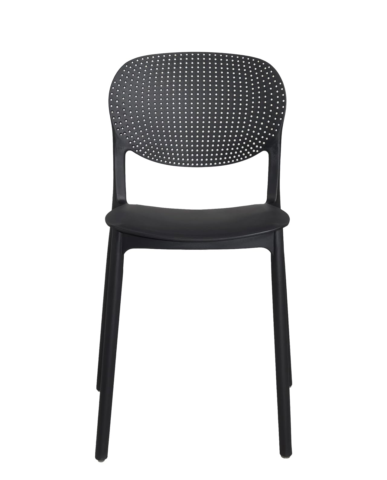 KAYELLES Lot de 4 chaises de Cuisine Noires empilables en Plastique Souple Dossier ajouré ABY (Noir)