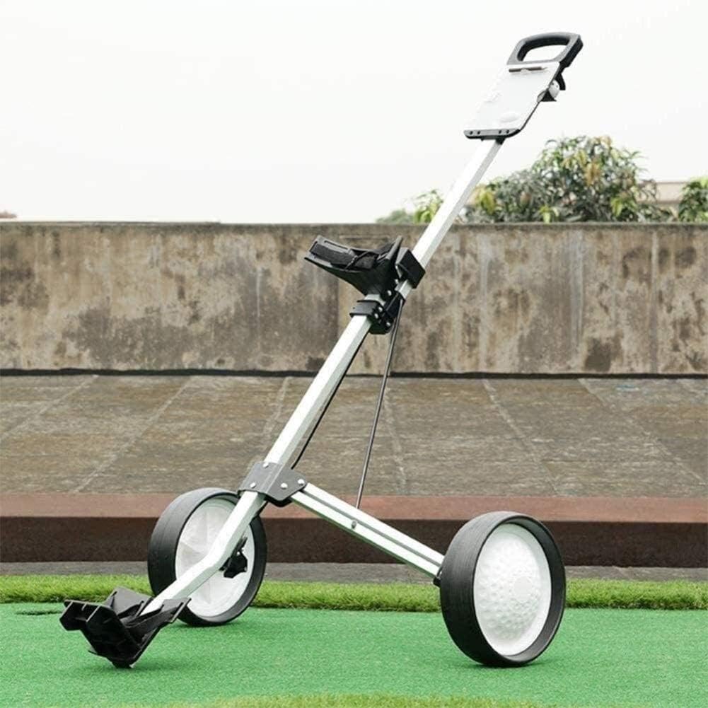 Golf PushCart Push Cart for Golf Clubs Professional Folding 2-Wheel Trolley for Golf Bag Outdoor Golf Sport Training Match Airport Luggage Check Carrier Golf Caddy