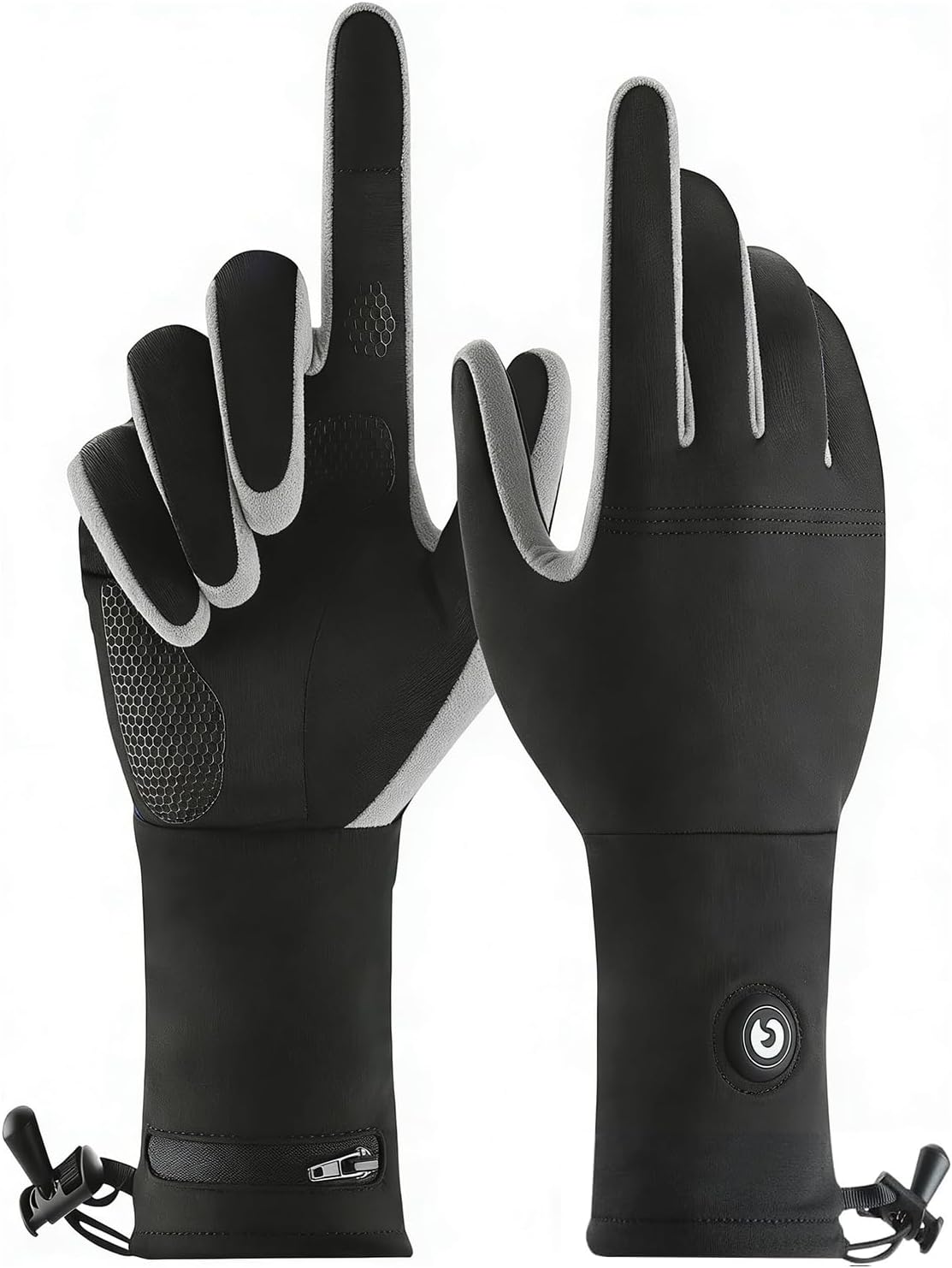 Heated Glove Liners for Men Women, Rechargeable Battery Electric Heated Gloves, Winter Warm Glove Liners for Arthritis Raynaud, Thin Gloves Motorcycle Ski Snowboarding Riding Hiking Black-Gray Large