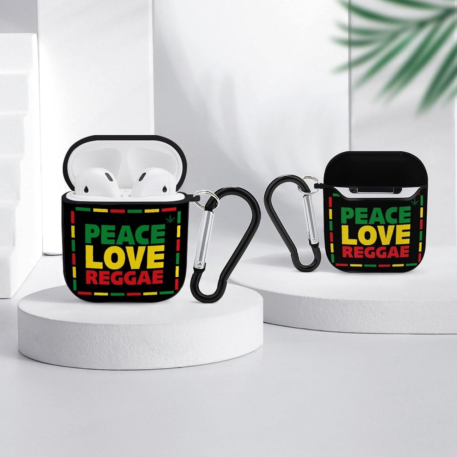 Peace Love Reggae Hard Case Cover Compatible with AirPods 1 & 2 Protector Box Storage Case Funny Printed image 4