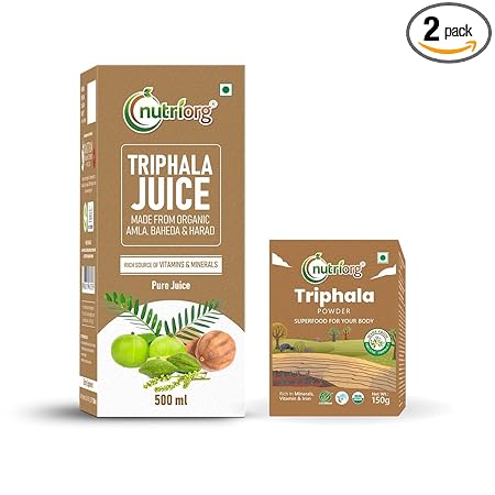 Nutriorg Triphala Juice & Triphala Powder 150g (Combo Of 2) | Digestive Care