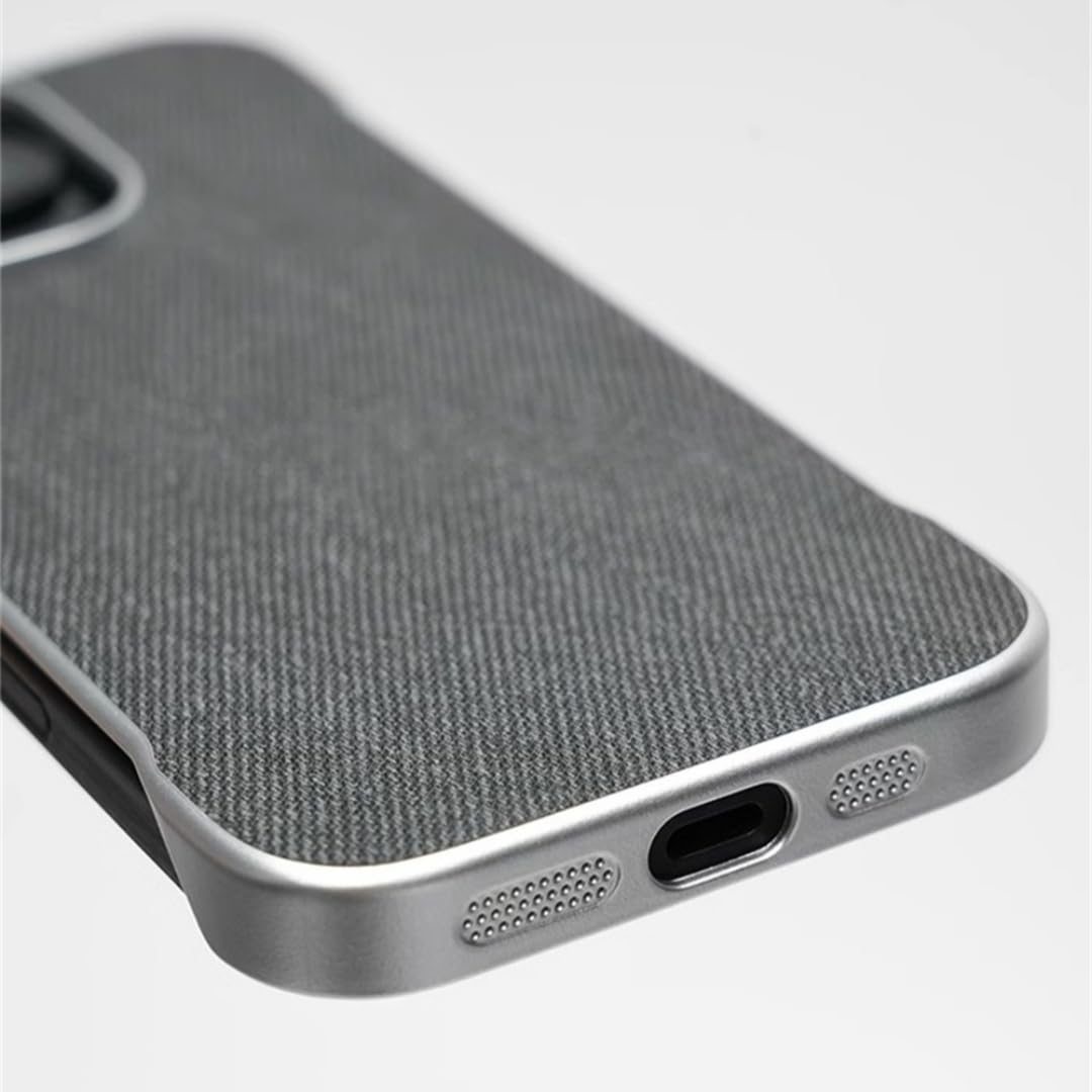 Custodia magnetica ultra sottile senza cornice con texture in tessuto per iPhone 17 Air 16 Pro Max 15 14 con ricarica wireless e custodia rigida senza bordi (per iPhone 17 Pro Max/Nero)