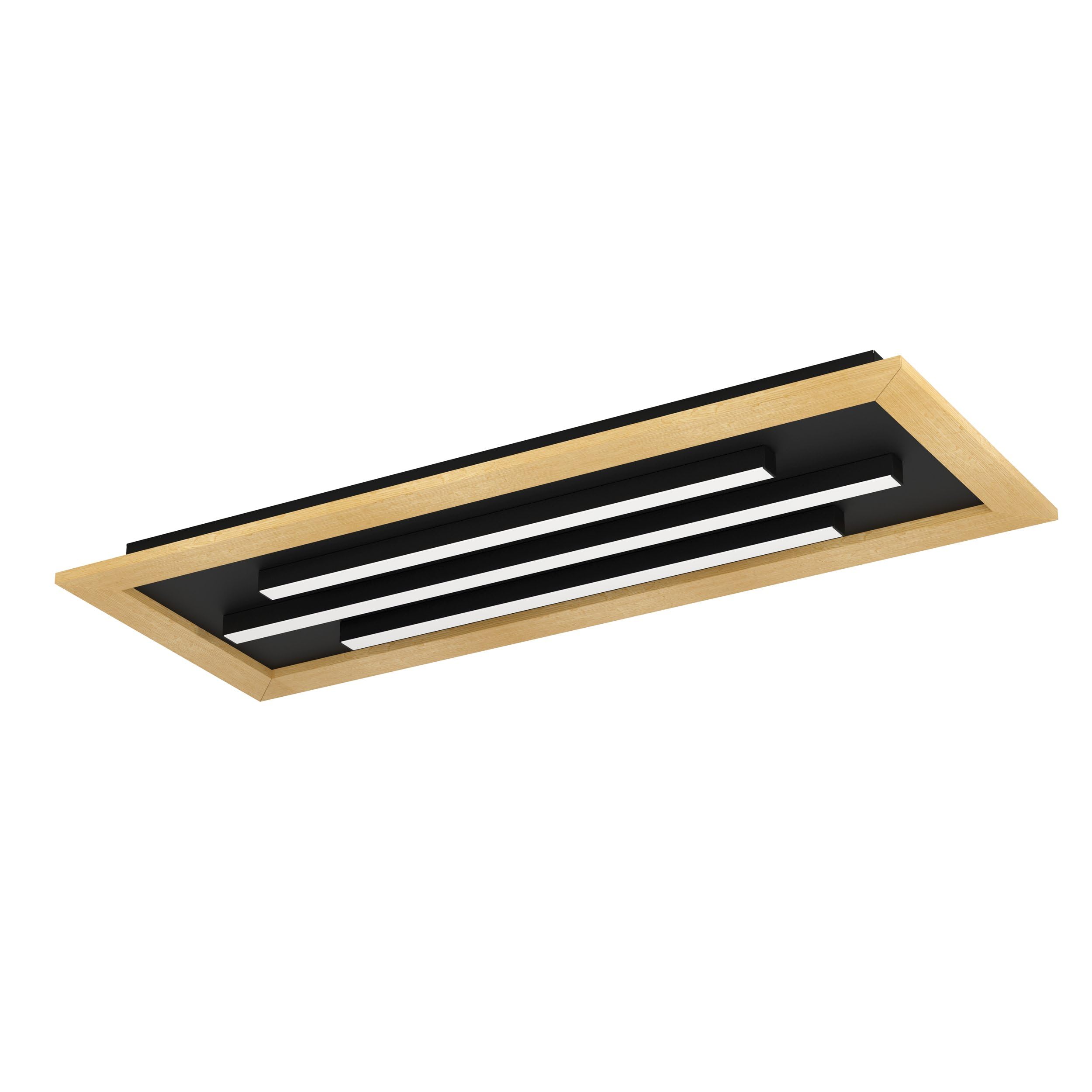 Plafonnier LED Tirrenara Eglo dimmable en bois et métal noir