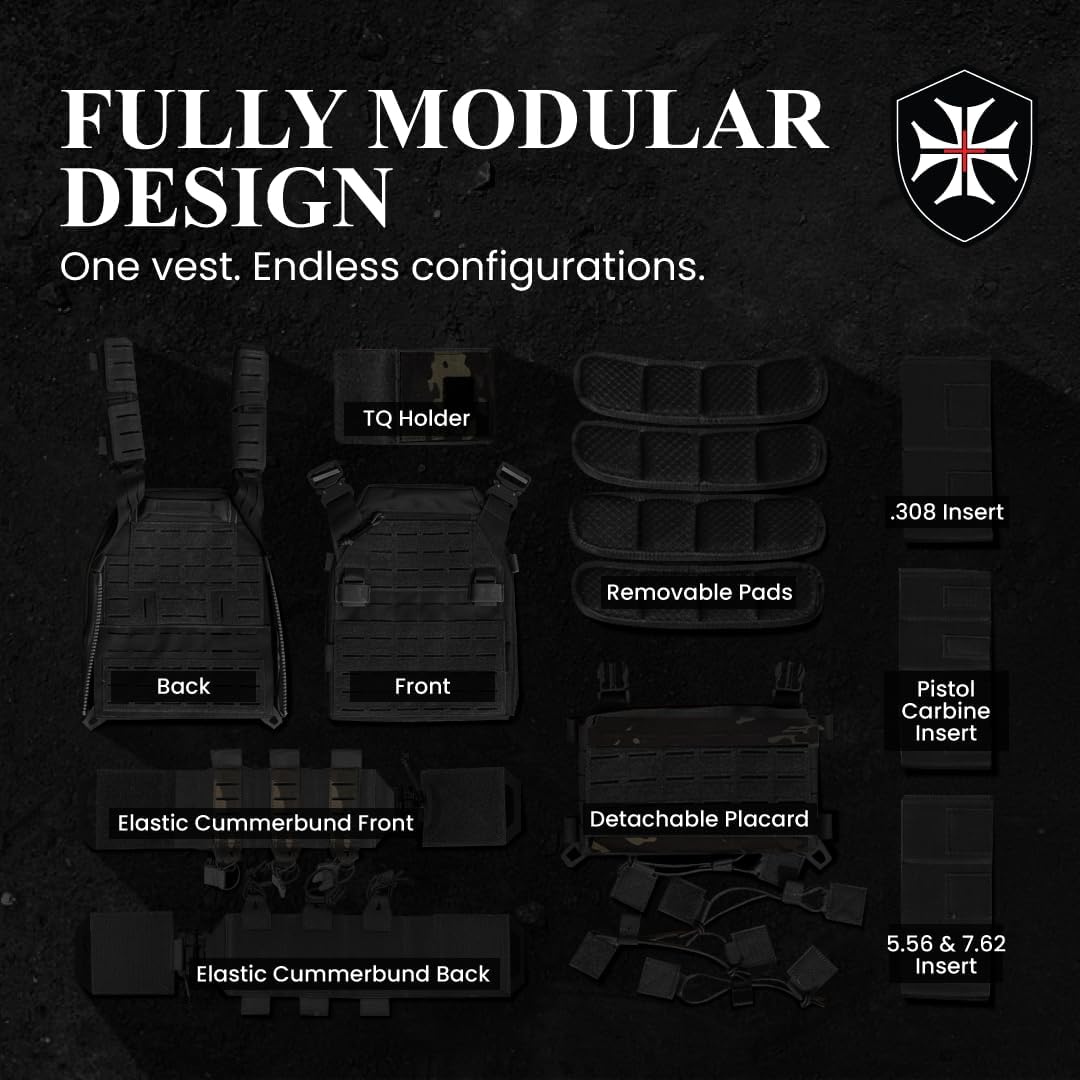 Modular Tactical Vest – 1000D Nylon, Quick Release, MOLLE, Adjustable | Training Airsoft, & Fitness Vest