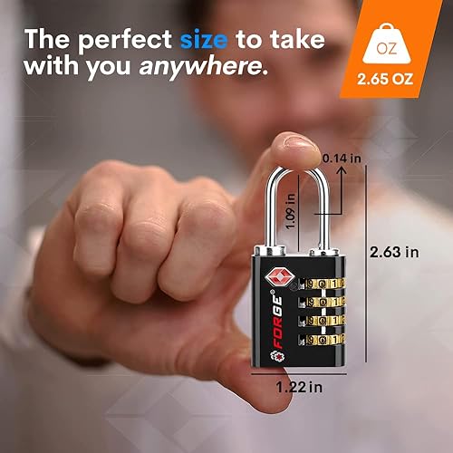 Miniatura 4 de Forge Doble Apertura Cerradura de Acceso con Llave o Combinación, Cerraduras Aprobadas por TSA para Equipaje, Estuche Pelican, Viaje, Gimnasio,