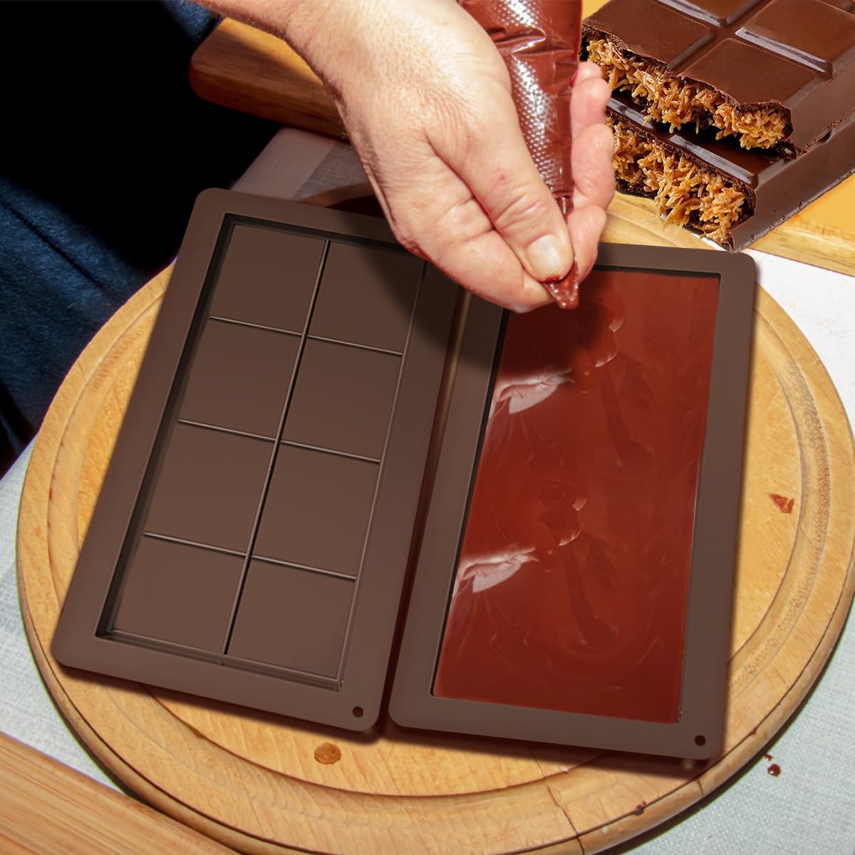 Moule à Chocolat En Silicone 2 Pièces - Format Tablette Profonde Dubai Style
