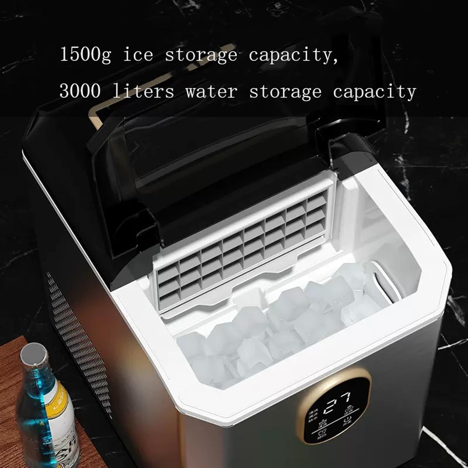 ice Maker Ice Makers Countertop, 70.5 lbs/Day, 2 Way Filling, Self-Cleaning, 4 Gears Ice Size Control, ice Machine Maker countertop for Home Outdoor RV countertop ice Maker