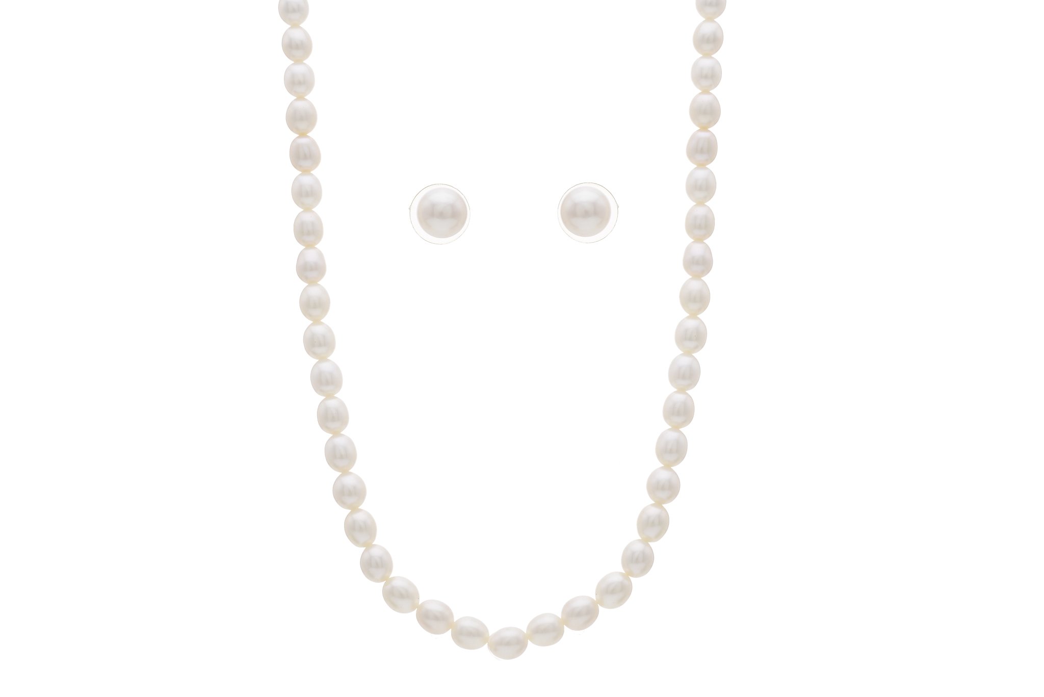 Hyderabad Jewels Girls Natural Fresh Water Oval Shape Pearls Stand Necklace Set (B00RTMKBPQ) Amazon Price History, Amazon Price Tracker