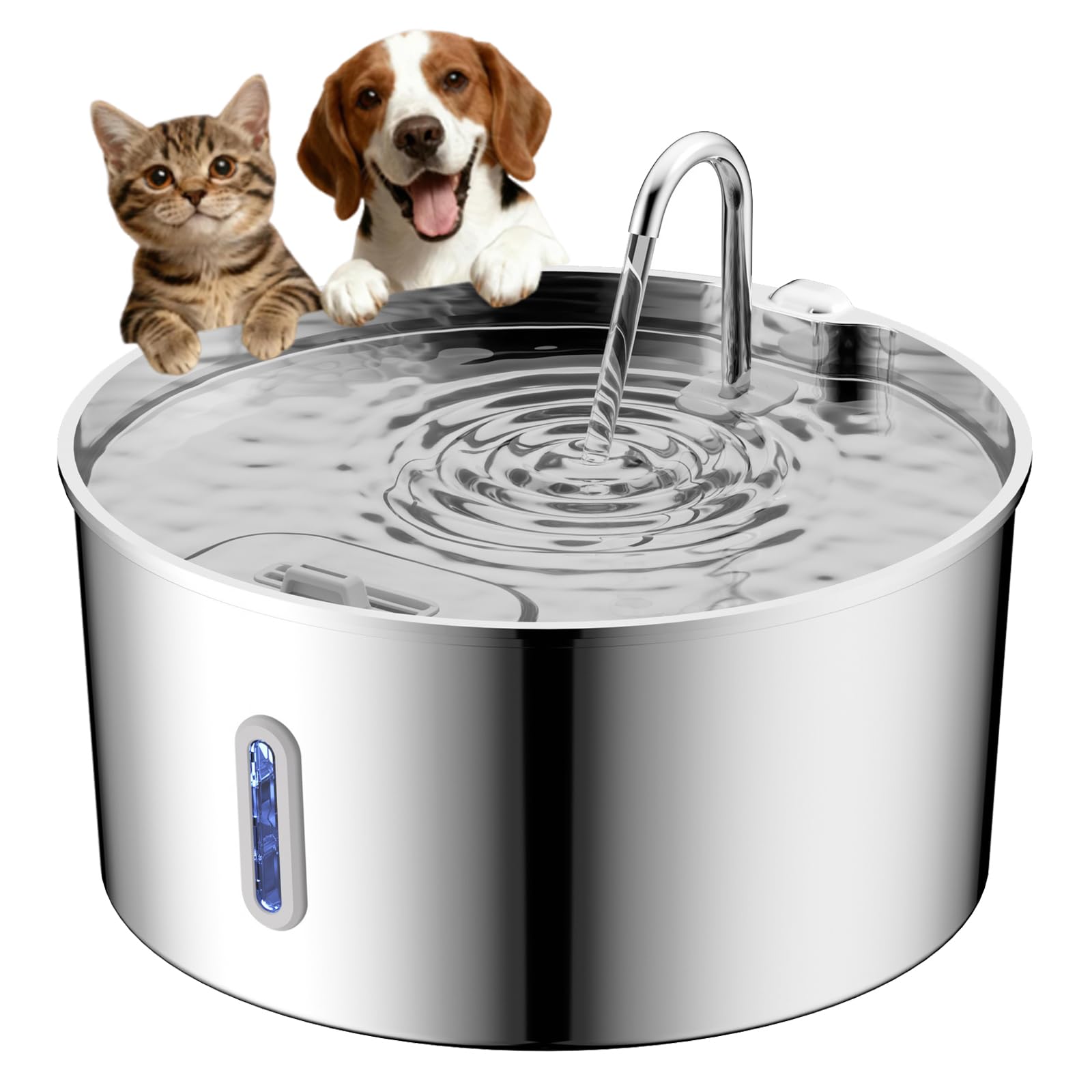 Selenepets Doggy Fountain, Fuente para Perros Selene, 2.2L/4L/7L Fuentes para Mascotas De Acero Inoxidable Ultrasilenciosas con Nivel De Agua Visible Y Filtración Multicapa (7L)