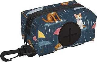 Hundekotbeutelhalter mit Aufdruck "Raining Cats & Doggy" für Hundeleine, weicher Stoff, Welpen-Töpfchentragetasche product image