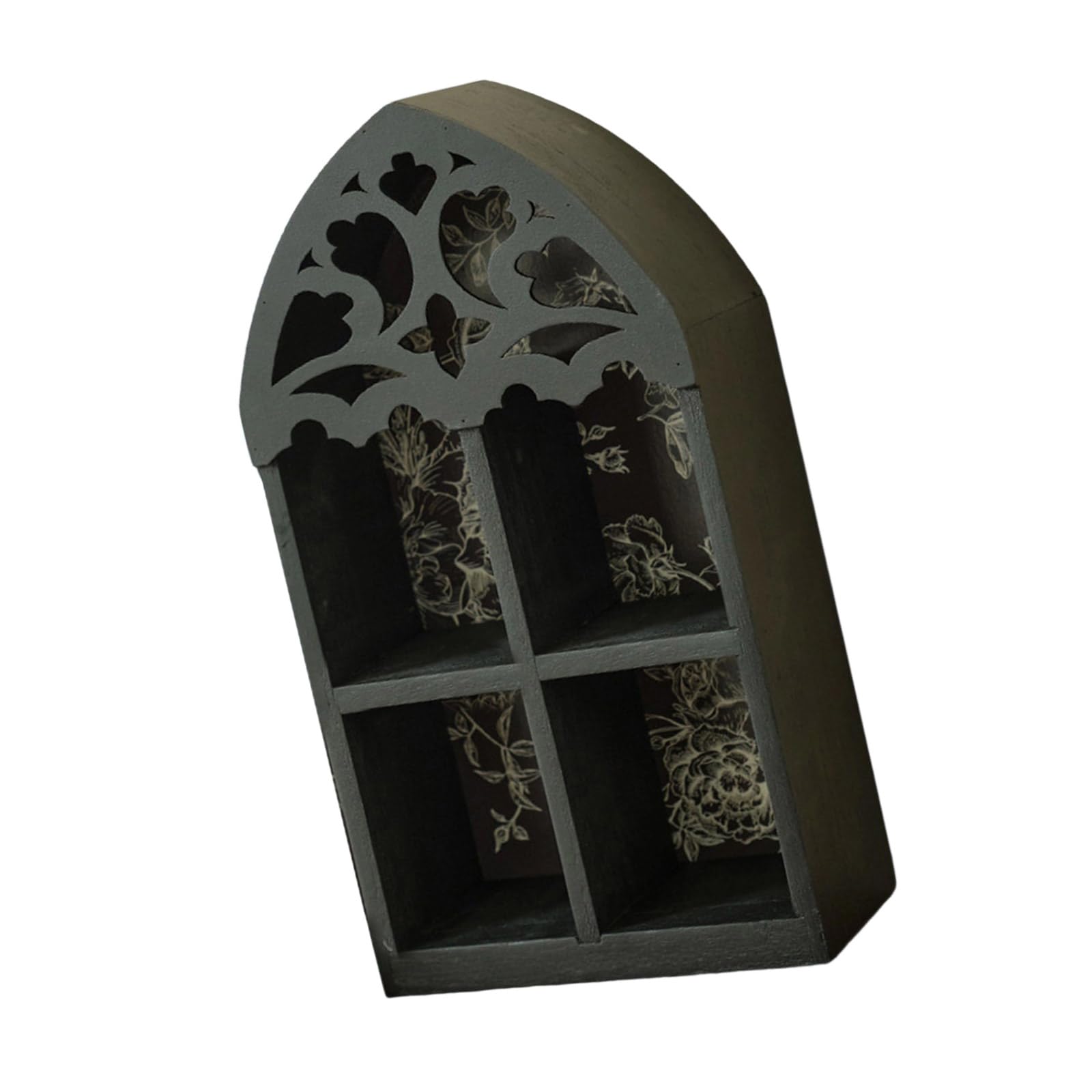 Gkyqve Black Four Frame Wood Wall Shelf With Crystal Accent Intricate Leaf Design For Victorian Home Decoration For Friend Wood Multilayer Wall Shelf