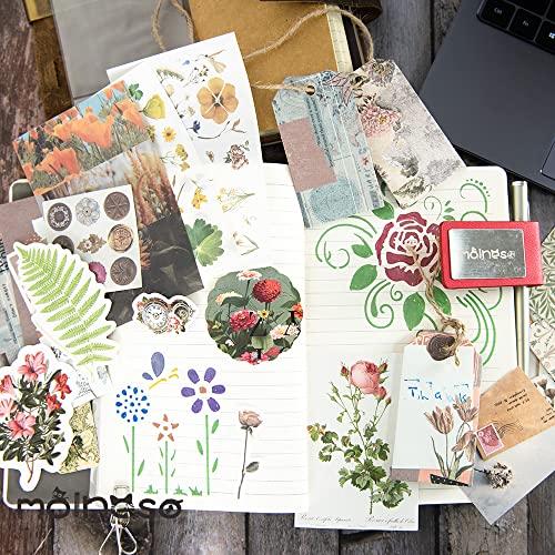 Molneso Antique Flower Sticker Kits For Scrapbooking, Journaling, Junk Journals, Card Making Vintage Botanical Paper Packs, Washi Stickers, Floral Embellishments #TOP2
