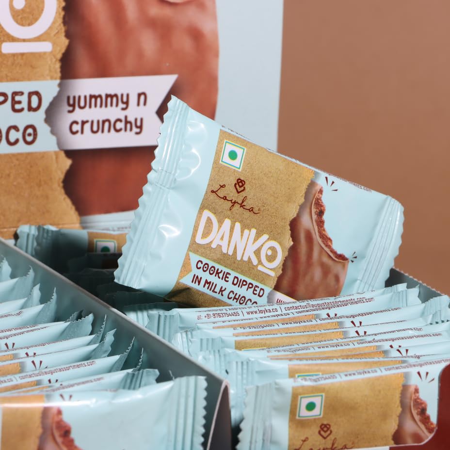 Danko Chocolate Coated Cookies - 40 pcs Choco coated Gourmet Biscuits | morning/evening snack | Gift for Birthday, Diwali, Christmas, Rakhi, Return Hamper