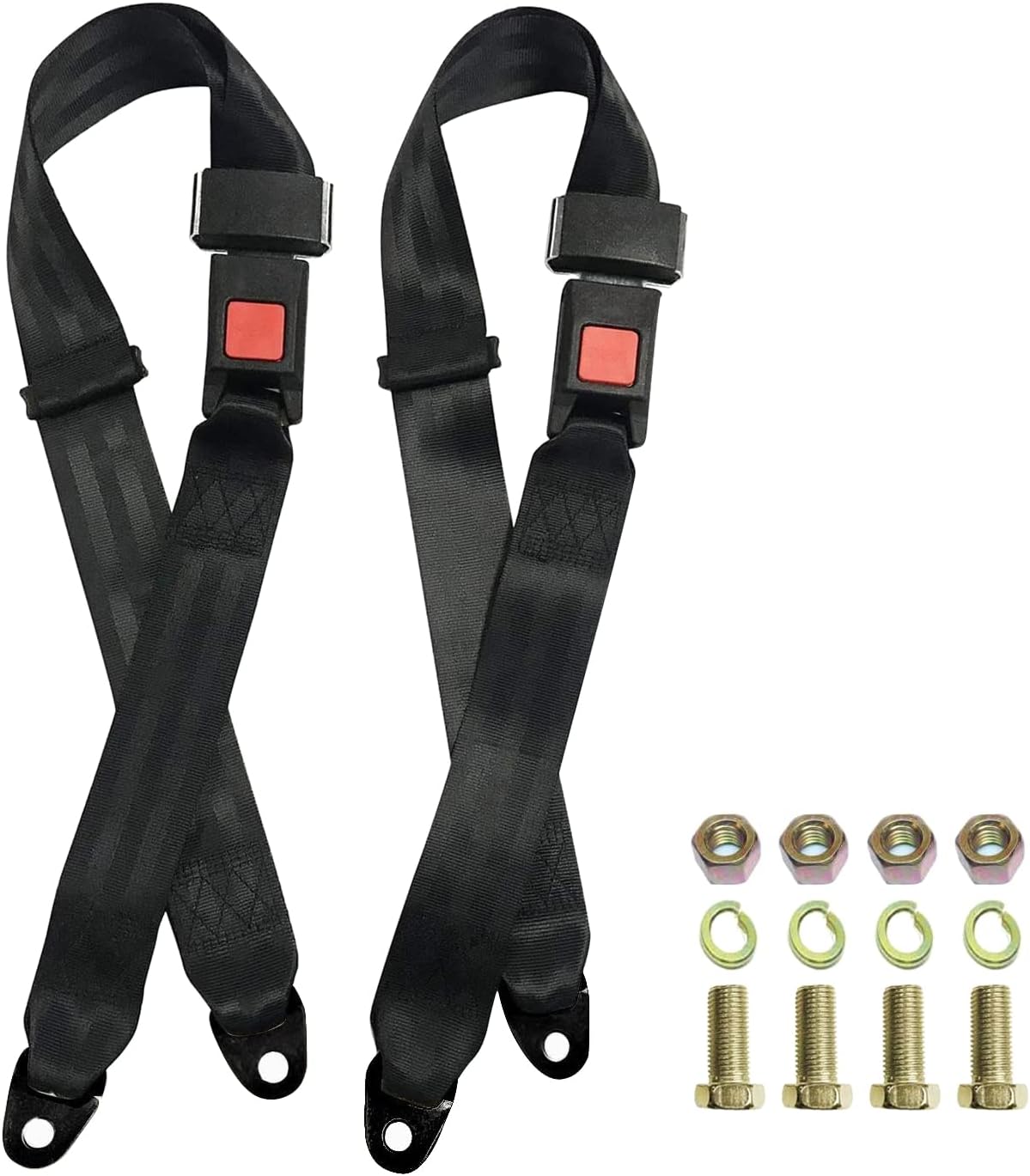 ROSSROLLA Golf Cart Seat Belt Kit 2-Pack - Universal Adjustable Safety Belts for EZGO, Yamaha, Club Car, UTV Front/Rear Seats