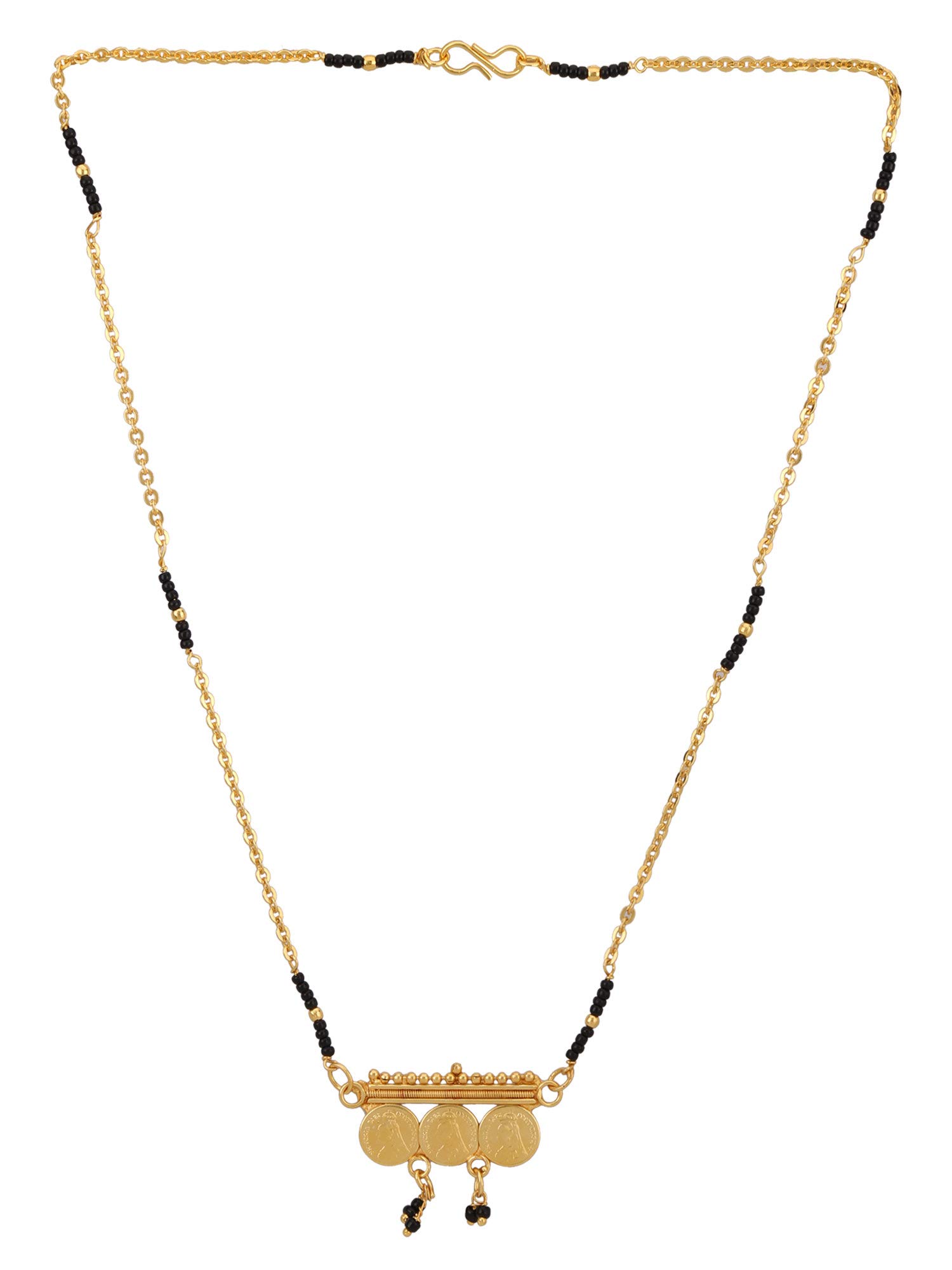 EfulgenzJewel Pari Mangalsutra Indian Jewelry Traditional Gold Plated Coin Pendant Long Black Beaded Chain Necklace