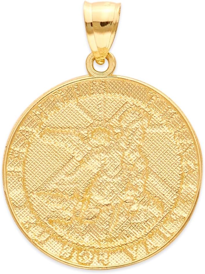Solid 10k Gold Saint Michael Pray For Us Pendant - Protection Jewelry