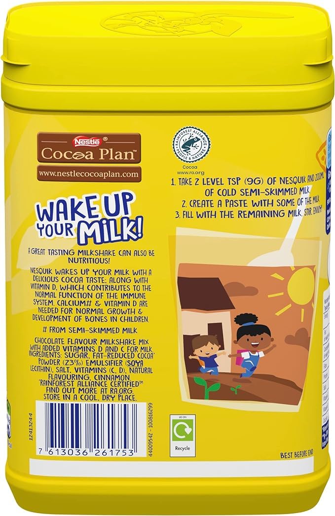 Nesquik Milkshake in polvere aromatizzato al cioccolato, con vitamina C e D, barattolo da 1 kg (confezione da 1)
