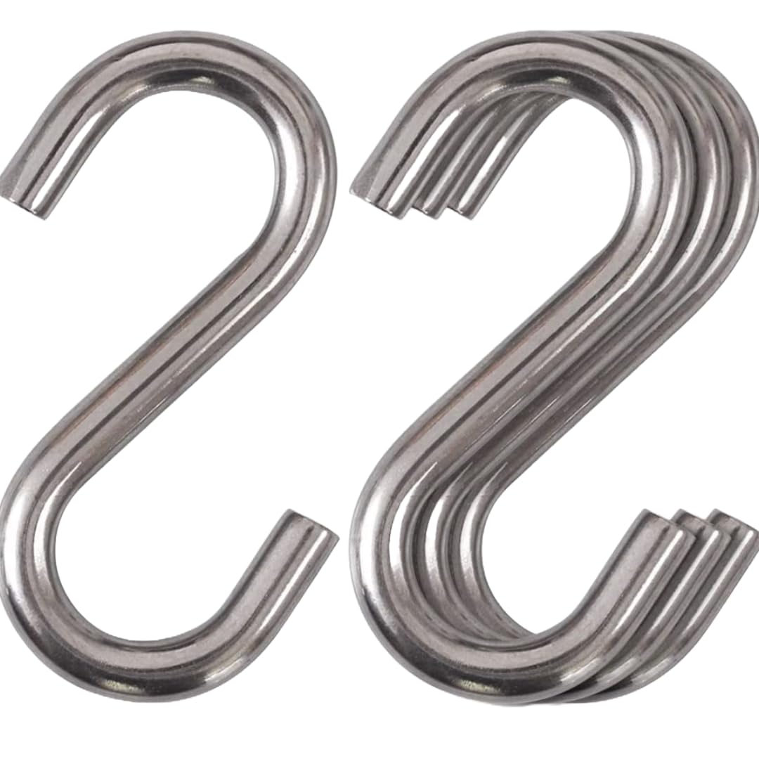 Pot Hanging S Hook Holder Heavy-Duty (8MM) Thick S Shaped Hooks for Hanging Swing Hammock Chair, Porch, Boxing Bag, Multipurpose Uses, Silver(Size 3.5 Inch, Upto 250Kg) (Pack of 4)-image-14