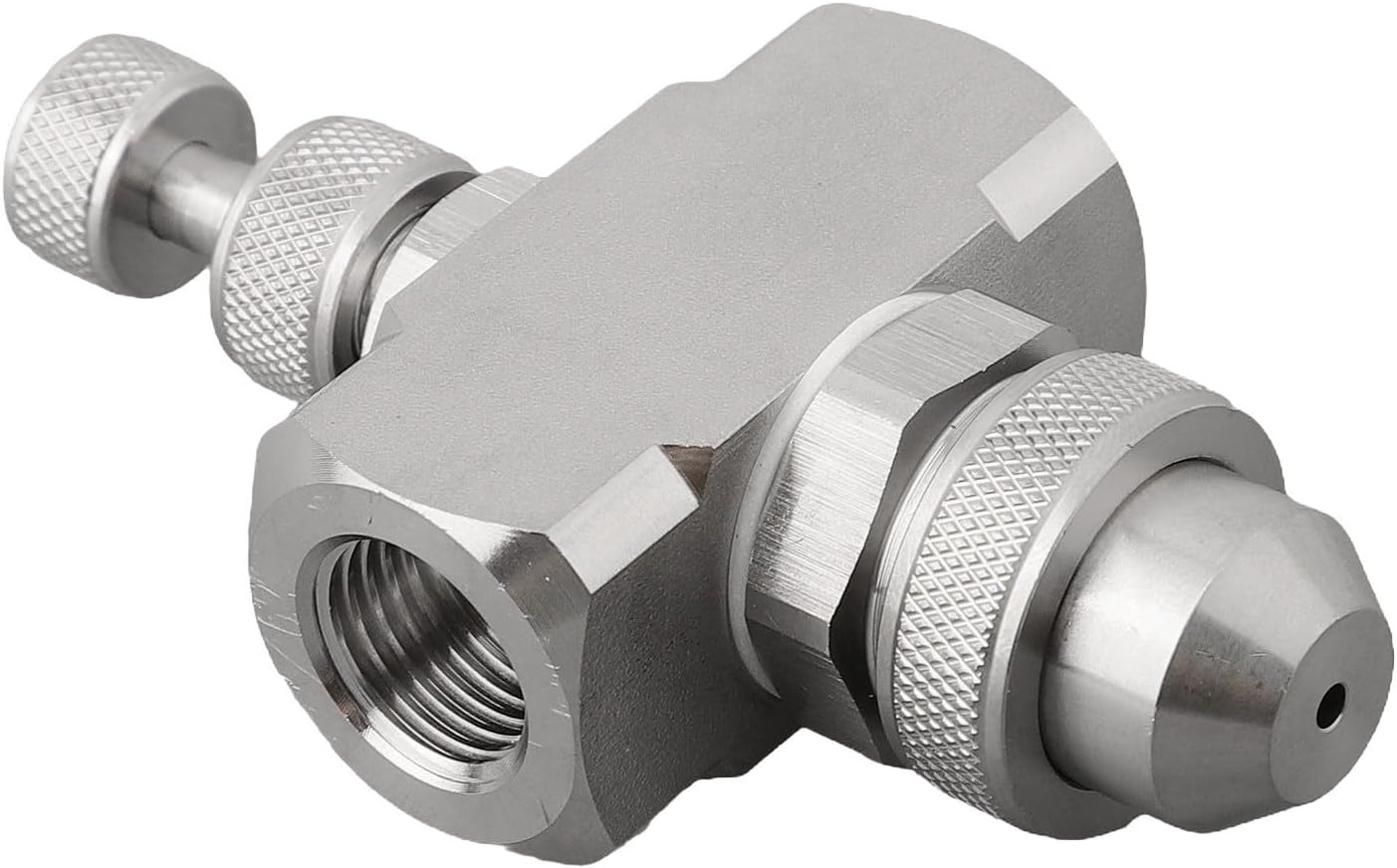Air Atomizing Nozzle 1/4 BSPT, Low Pressure Misting Nozzle with 30 Degree Spray Angle, Stainless Steel Spray Tip for Cooling and Humidification