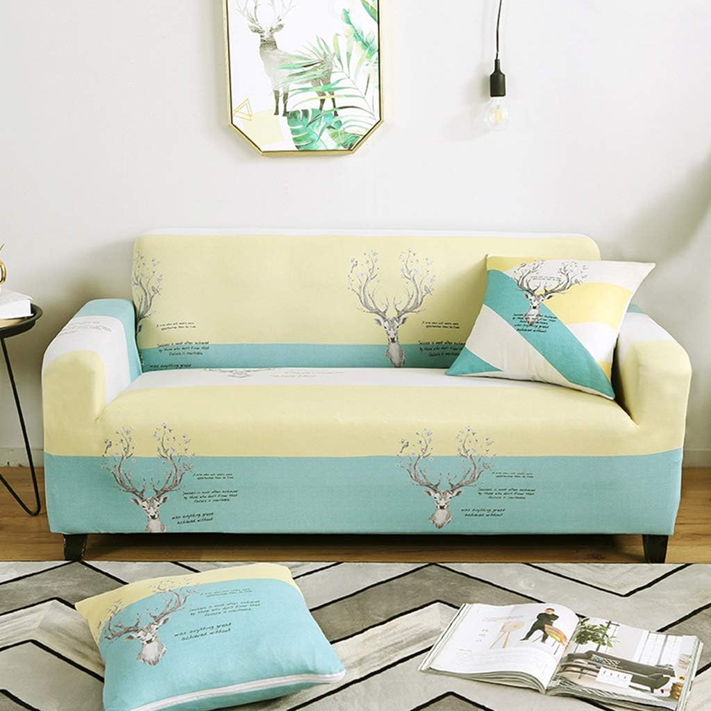 ZHOUXIAO Stretch Sofa Towel Cover, Soft Sofa slipcovers Pattern for 1/2/3/4 L Shape seat Cushion Couch,loveseat Couch Cover with Elastic Bottom, Non-Slip Washable Sofa Cover (XL(235-300CM),D)