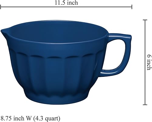 Miniatura 16 de UPware Latte Style Melamine Batter Bowl with Pour Spout, Handle and Non-Slip Base, Grip Handle for Easy Mix and Pour, Home Essentials Cooking and