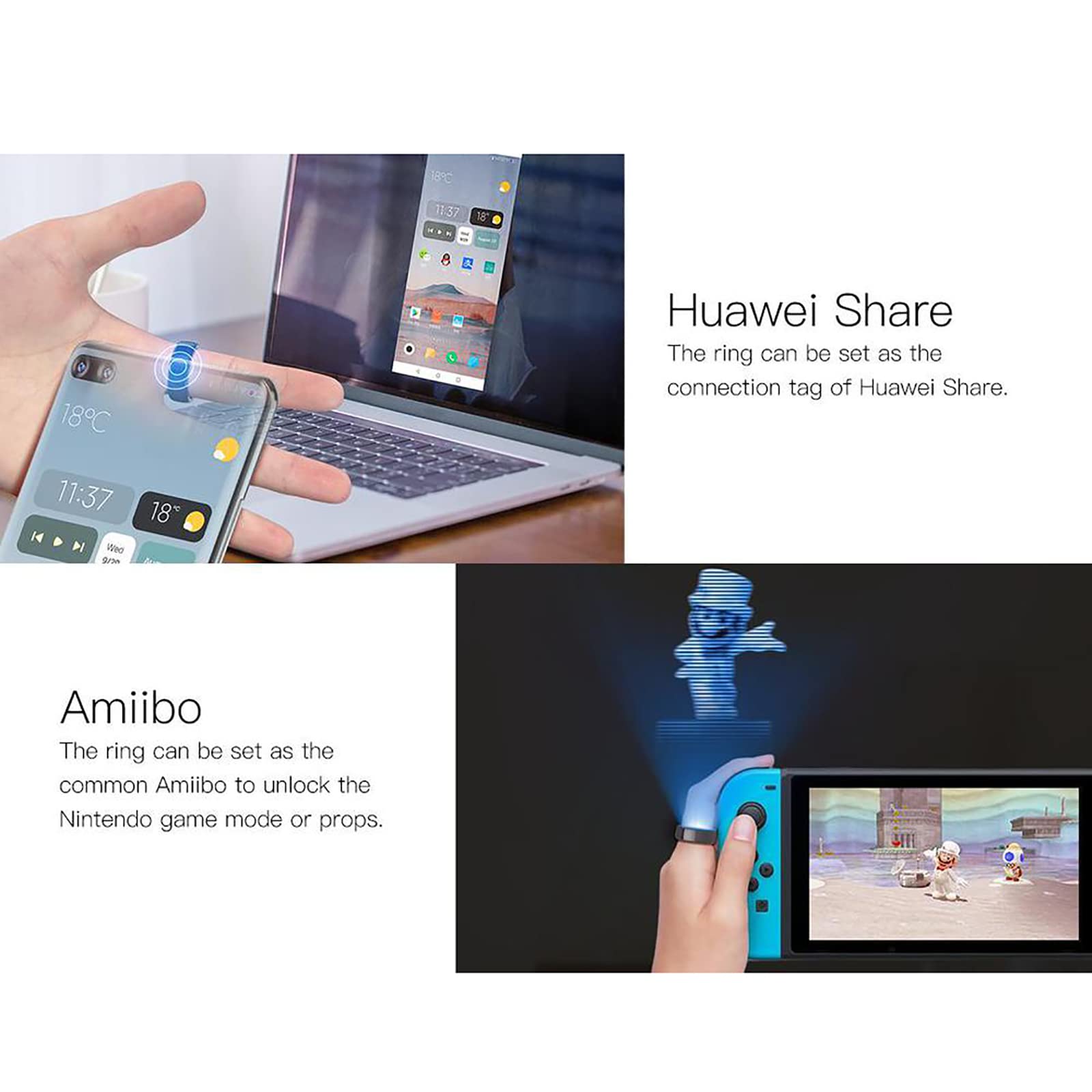 R5 Smart Ring Anello Intelligente Nuovo Dispositivo indossabile Lettore IC/ID/NFC 6 schede RFID Integrate e 2 Pietre della Salute, Anello Multifunzione Compatibile con iOS e Android M