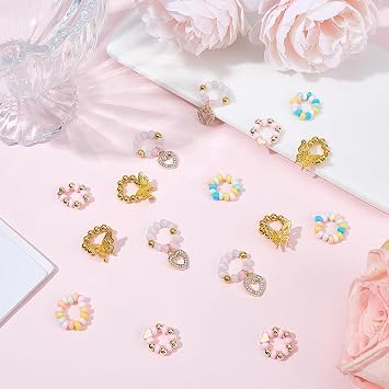 16Pcs 4 Styles Heart Stethoscope Charms Stethoscope Name Tag ID Cute Sparkle Gold Butterfly Heart Colorful Bead Custom Name Tag Accessories for Women Doctor Nurse Healthcare Workers Gifts