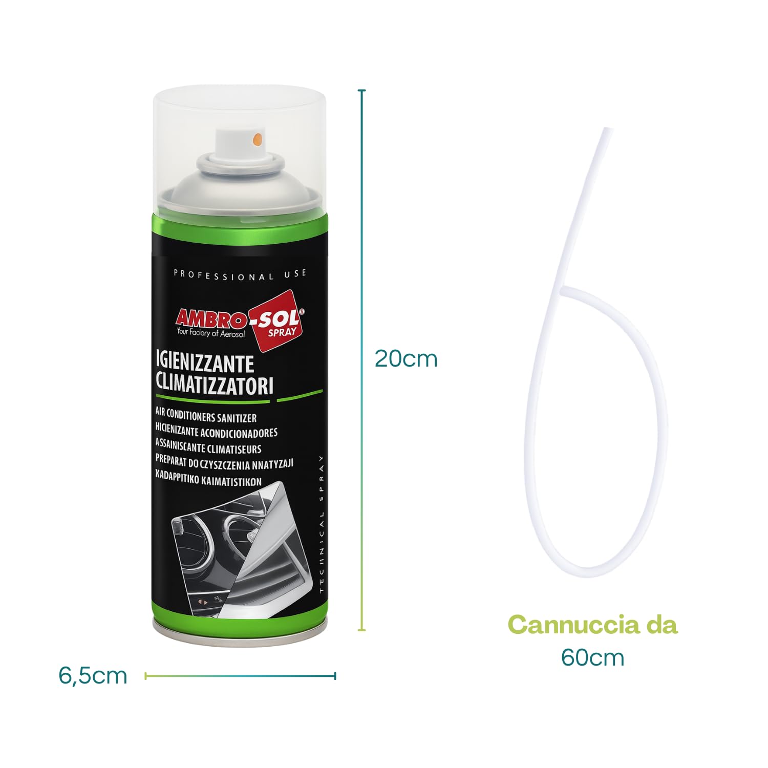 Bomboletta Igienizzante climatizzatori 400 ml Climatizzatore Igienizzante Virus, Batteri, Spray, Climatizzatore Auto, Battericida e Fungicida + Cannuccia di 60 cm (3)