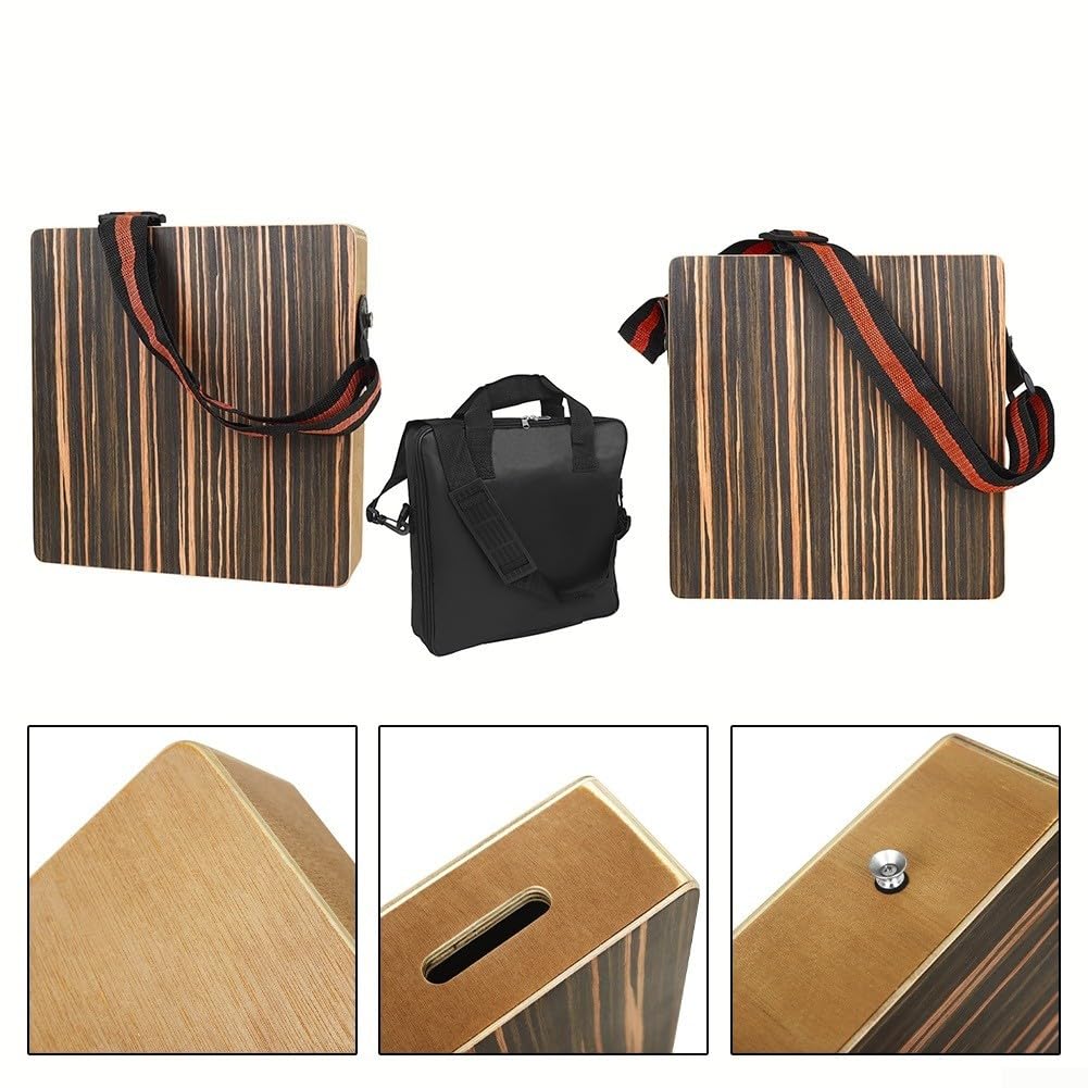 Cajon da viaggio a percussione, con custodia, tracolla e borsa per il trasporto, tamburo a mano piatta, strumento a percussione in legno (cajon + borsa)