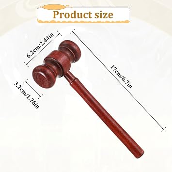 Gavel Wooden Courtroom Gavel Handmade 17cm/6.7 Inch Costume Accessories