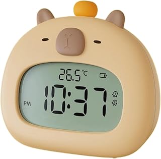 Faroby Capybara Night Light Kids Alarm Clock, Rechargeable Animal Shaped Digital Clock with OK to Wake Feature