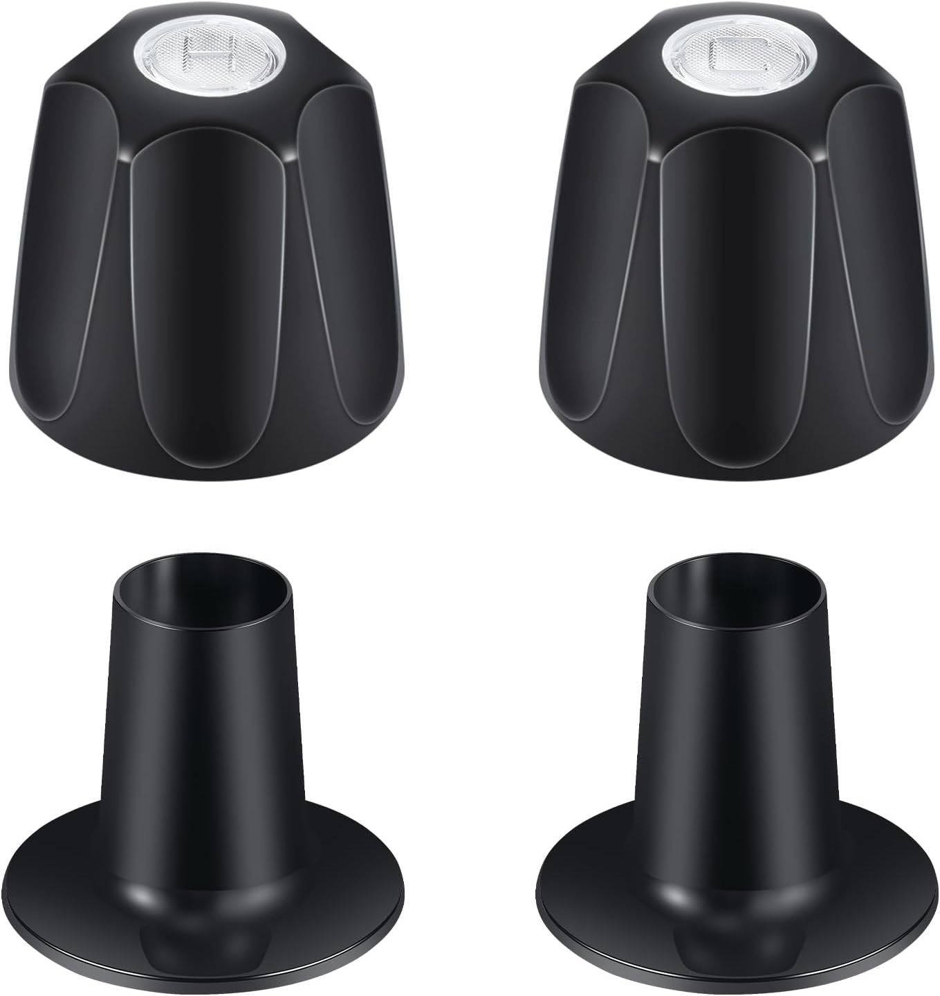 Metal Matte Black Shower Knob 2 Piece Replacement, Compatible with Price/Pfister Verve Tub Shower Handle, 2 Faucet Handle Trim Kit, for 12 Tooth 9.5mm Valve stem, Height 2.35 in Width 2.35 in
