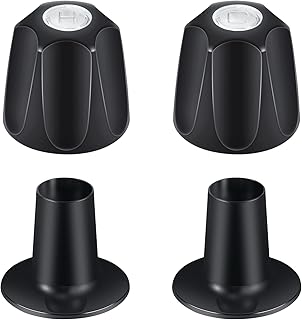 Metal Matte Black Shower Knob 2 Piece Replacement, Compatible with Price/Pfister Verve Tub Shower Handle, 2 Faucet Handle Trim Kit, for 12 Tooth 9.5mm Valve stem, Height 2.35 in Width 2.35 in