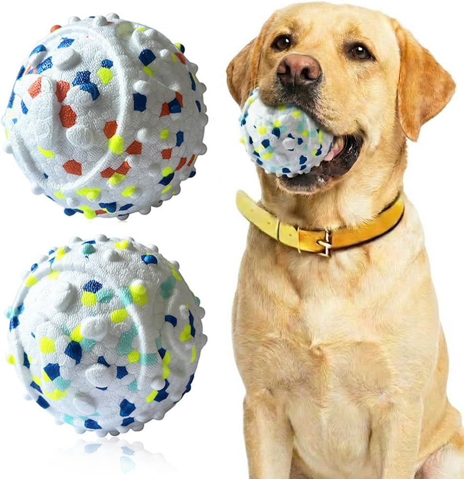 3Pack Dog Ball Toys Indestructible Float On Water Fetch Bouncy Durable Solid Rubber Ball for Puppy Small and Medium Dogs Playing Toys (3Pcs-2.55'')